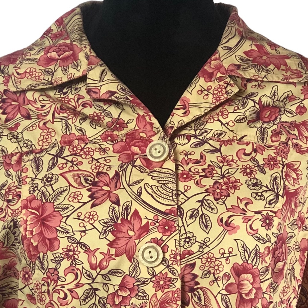 Coldwater Creek Yellow Floral Button Down Blouse size Large - Picture 3 of 8